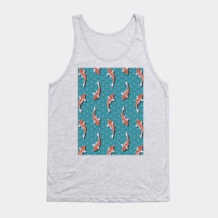 Orange and White Koi Water Pattern Tank Top